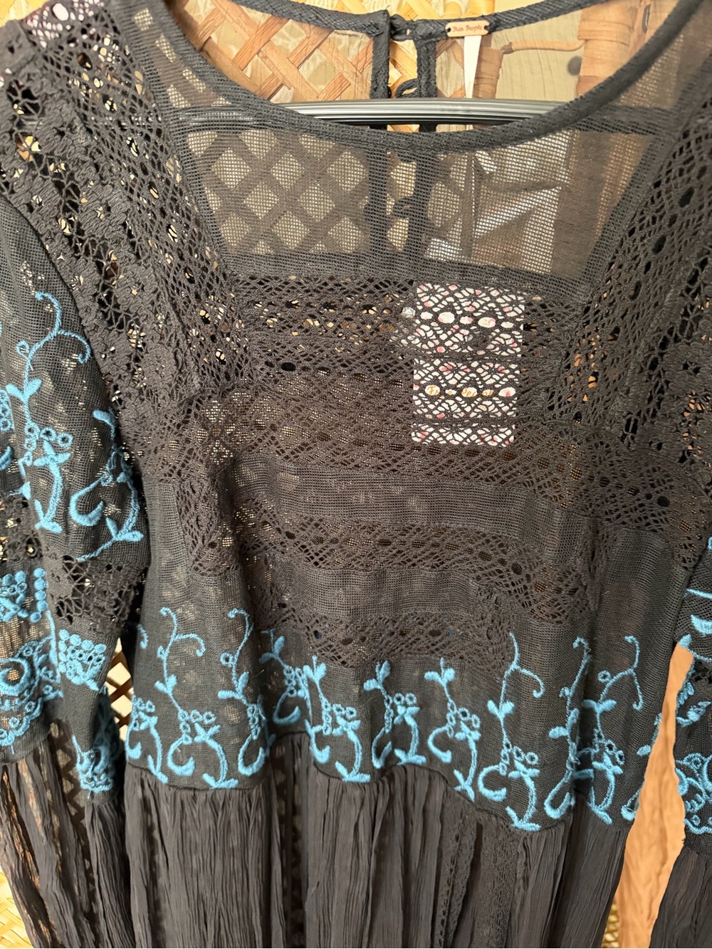 Free People Long Black Tunic Sweet Sunny Days Embroidered Top - Picture 7 of 16